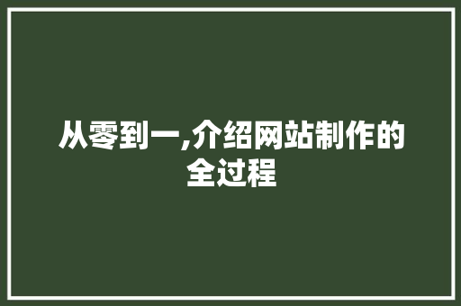 从零到一,介绍网站制作的全过程