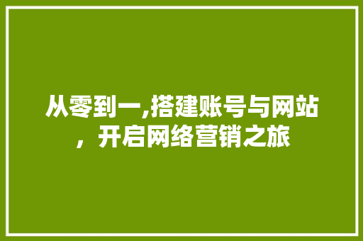 从零到一,搭建账号与网站，开启网络营销之旅 从零到一,搭建账号与网站，开启网络营销之旅 百度SEO