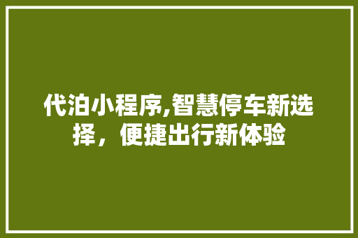 代泊小程序,智慧停车新选择，便捷出行新体验 代泊小程序,智慧停车新选择，便捷出行新体验 必应SEO