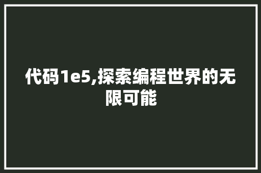 代码1e5,探索编程世界的无限可能 代码1e5,探索编程世界的无限可能 网站建设公司