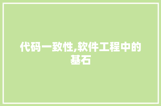 代码一致性,软件工程中的基石 代码一致性,软件工程中的基石 神马SEO