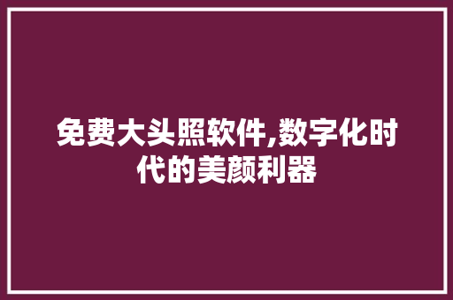 免费大头照软件,数字化时代的美颜利器 免费大头照软件,数字化时代的美颜利器 网站建设公司