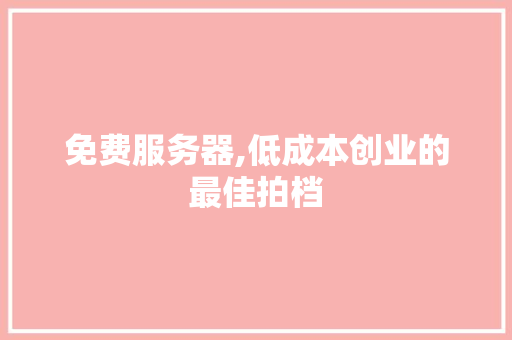 免费服务器,低成本创业的最佳拍档 免费服务器,低成本创业的最佳拍档 必应SEO