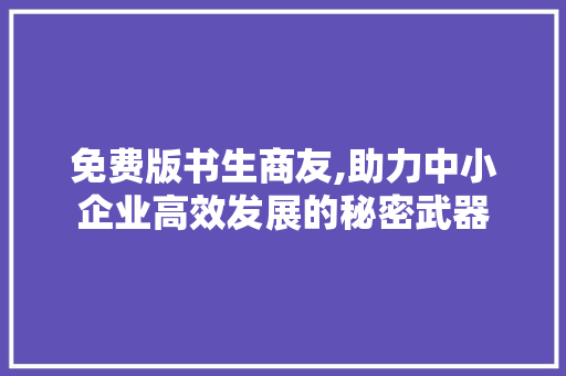 免费版书生商友,助力中小企业高效发展的秘密武器 免费版书生商友,助力中小企业高效发展的秘密武器 神马SEO