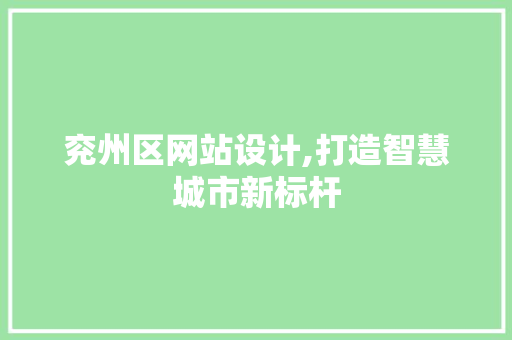 兖州区网站设计,打造智慧城市新标杆 兖州区网站设计,打造智慧城市新标杆 神马SEO