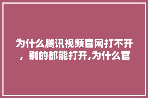为什么腾讯视频官网打不开，别的都能打开,为什么官网打不开输入的网址无法访问。 为什么腾讯视频官网打不开，别的都能打开,为什么官网打不开输入的网址无法访问。 百度SEO