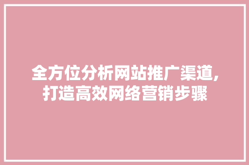 全方位分析网站推广渠道,打造高效网络营销步骤 全方位分析网站推广渠道,打造高效网络营销步骤 网站建设公司