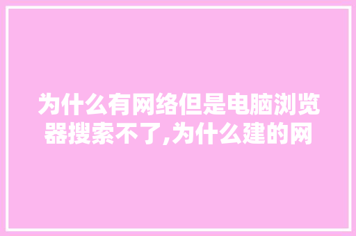 为什么有网络但是电脑浏览器搜索不了,为什么建的网站搜不到网址。 为什么有网络但是电脑浏览器搜索不了,为什么建的网站搜不到网址。 必应SEO