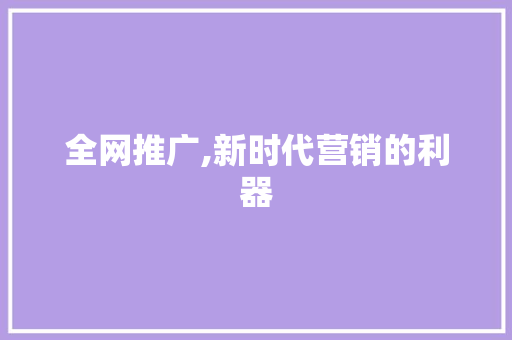 全网推广,新时代营销的利器 全网推广,新时代营销的利器 必应SEO