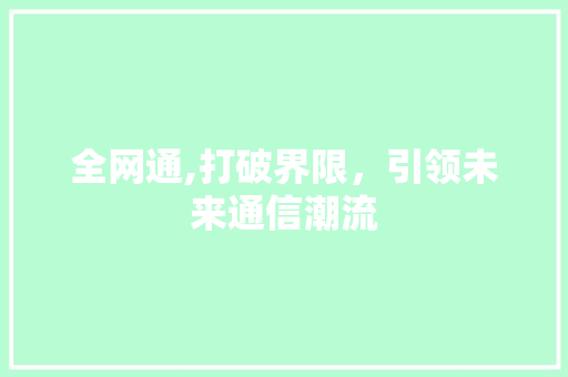 全网通,打破界限，引领未来通信潮流 全网通,打破界限，引领未来通信潮流 SEO关键词