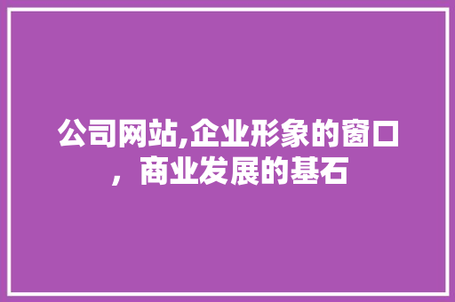 公司网站,企业形象的窗口，商业发展的基石 公司网站,企业形象的窗口，商业发展的基石 SEO关键词