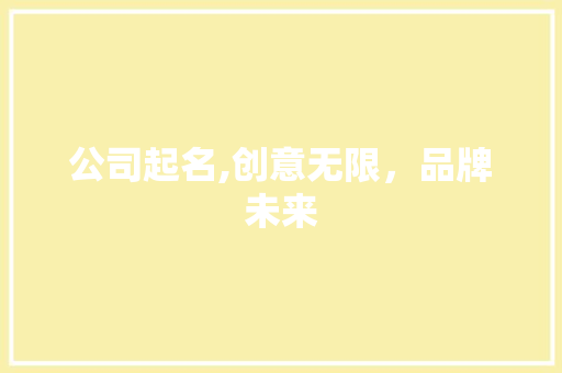 公司起名,创意无限，品牌未来 公司起名,创意无限，品牌未来 神马SEO