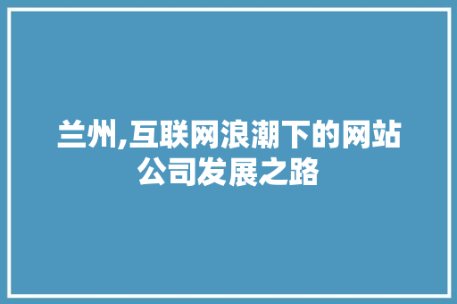 兰州,互联网浪潮下的网站公司发展之路 兰州,互联网浪潮下的网站公司发展之路 神马SEO