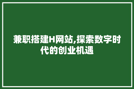 兼职搭建H网站,探索数字时代的创业机遇 兼职搭建H网站,探索数字时代的创业机遇 搜狗SEO