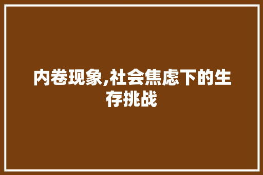 内卷现象,社会焦虑下的生存挑战 内卷现象,社会焦虑下的生存挑战 SEO关键词