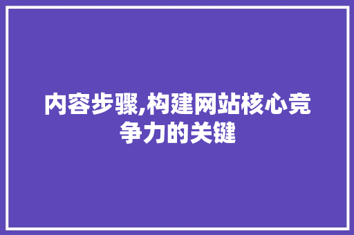 内容步骤,构建网站核心竞争力的关键 内容步骤,构建网站核心竞争力的关键 必应SEO