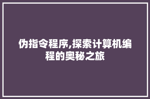 伪指令程序,探索计算机编程的奥秘之旅 伪指令程序,探索计算机编程的奥秘之旅 百度SEO
