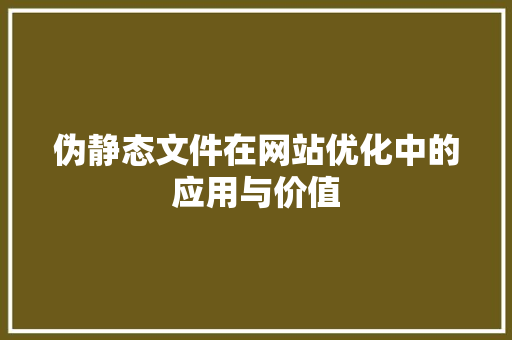 伪静态文件在网站优化中的应用与价值 伪静态文件在网站优化中的应用与价值 SEO关键词