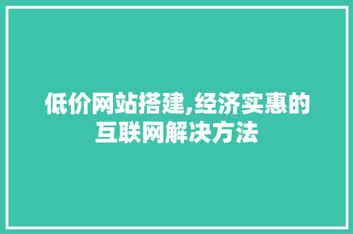 低价网站搭建,经济实惠的互联网解决方法 低价网站搭建,经济实惠的互联网解决方法 神马SEO