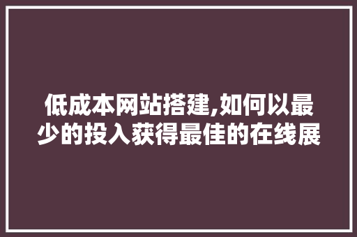 低成本网站搭建,如何以最少的投入获得最佳的在线展示 低成本网站搭建,如何以最少的投入获得最佳的在线展示 必应SEO