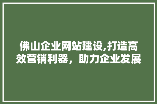 佛山企业网站建设,打造高效营销利器，助力企业发展新篇章