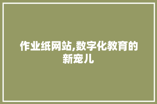 作业纸网站,数字化教育的新宠儿