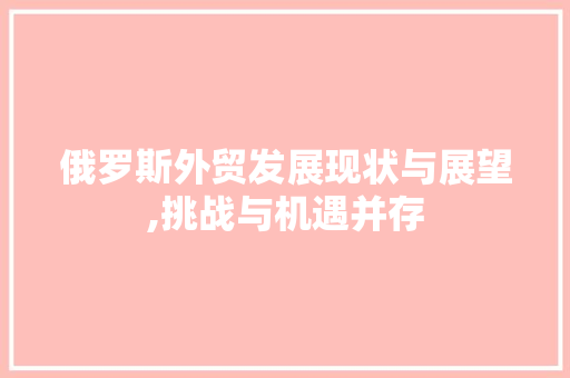 俄罗斯外贸发展现状与展望,挑战与机遇并存