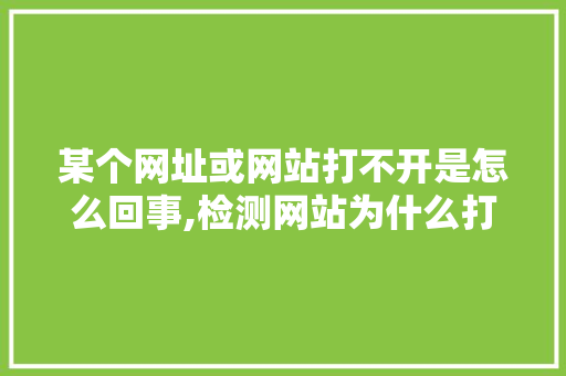 某个网址或网站打不开是怎么回事,检测网站为什么打不开了呢。 某个网址或网站打不开是怎么回事,检测网站为什么打不开了呢。 神马SEO