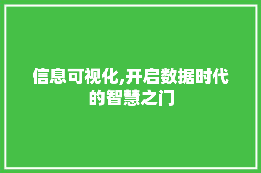信息可视化,开启数据时代的智慧之门 信息可视化,开启数据时代的智慧之门 必应SEO