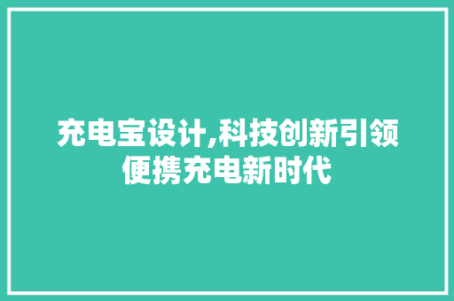 充电宝设计,科技创新引领便携充电新时代