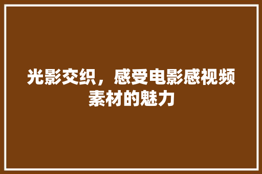 光影交织，感受电影感视频素材的魅力 光影交织，感受电影感视频素材的魅力 百度SEO