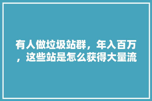 有人做垃圾站群，年入百万，这些站是怎么获得大量流量的呢,泛目录不能做了。 有人做垃圾站群，年入百万，这些站是怎么获得大量流量的呢,泛目录不能做了。 百度SEO