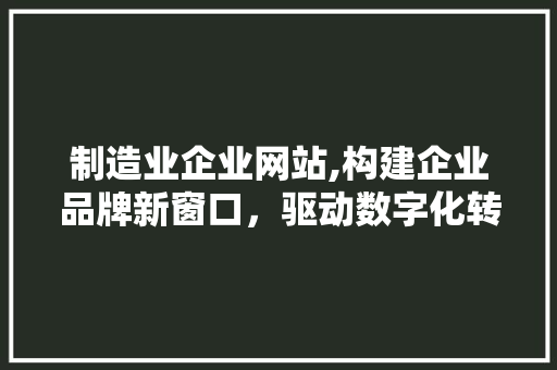 制造业企业网站,构建企业品牌新窗口，驱动数字化转型 制造业企业网站,构建企业品牌新窗口，驱动数字化转型 百度SEO