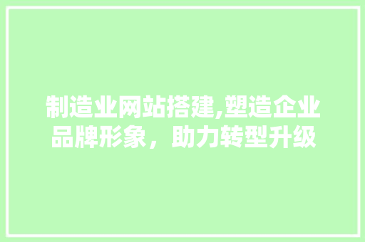 制造业网站搭建,塑造企业品牌形象，助力转型升级 制造业网站搭建,塑造企业品牌形象，助力转型升级 神马SEO
