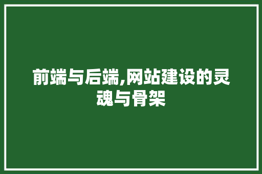 前端与后端,网站建设的灵魂与骨架
