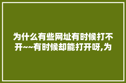 为什么有些网址有时候打不开~~有时候却能打开呀,为什么有的时候网站打不开。 为什么有些网址有时候打不开~~有时候却能打开呀,为什么有的时候网站打不开。 SEO关键词