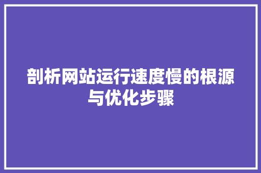 剖析网站运行速度慢的根源与优化步骤 剖析网站运行速度慢的根源与优化步骤 必应SEO