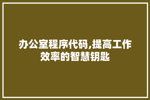 办公室程序代码,提高工作效率的智慧钥匙
