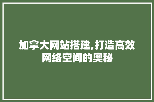 加拿大网站搭建,打造高效网络空间的奥秘
