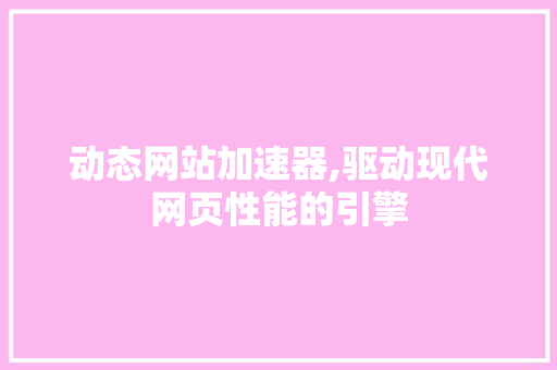 动态网站加速器,驱动现代网页性能的引擎 动态网站加速器,驱动现代网页性能的引擎 SEO关键词