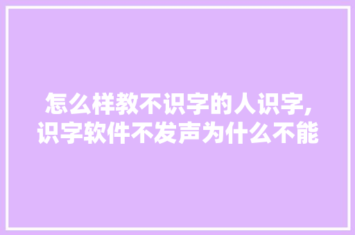 怎么样教不识字的人识字,识字软件不发声为什么不能用。 怎么样教不识字的人识字,识字软件不发声为什么不能用。 搜狗SEO