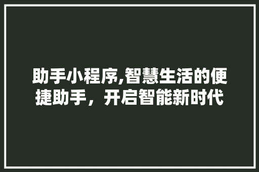 助手小程序,智慧生活的便捷助手，开启智能新时代 助手小程序,智慧生活的便捷助手，开启智能新时代 网站建设公司
