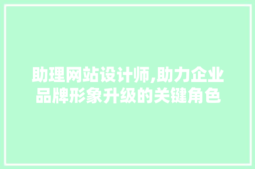 助理网站设计师,助力企业品牌形象升级的关键角色 助理网站设计师,助力企业品牌形象升级的关键角色 SEO关键词
