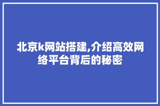 北京k网站搭建,介绍高效网络平台背后的秘密 北京k网站搭建,介绍高效网络平台背后的秘密 百度SEO