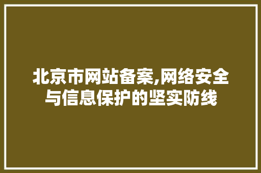北京市网站备案,网络安全与信息保护的坚实防线 北京市网站备案,网络安全与信息保护的坚实防线 必应SEO