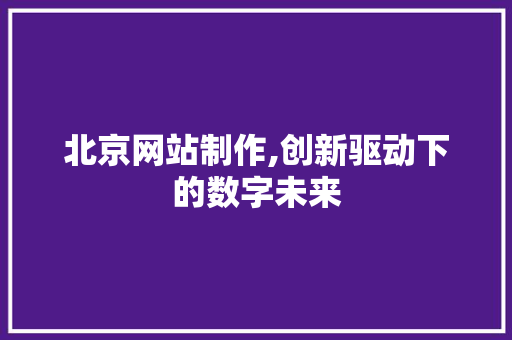 北京网站制作,创新驱动下的数字未来 北京网站制作,创新驱动下的数字未来 网站建设公司