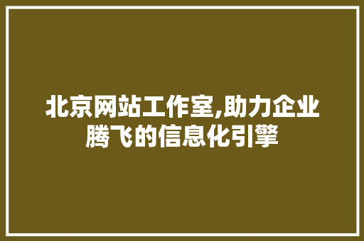 北京网站工作室,助力企业腾飞的信息化引擎