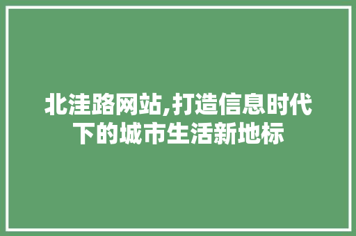 北洼路网站,打造信息时代下的城市生活新地标 北洼路网站,打造信息时代下的城市生活新地标 百度SEO
