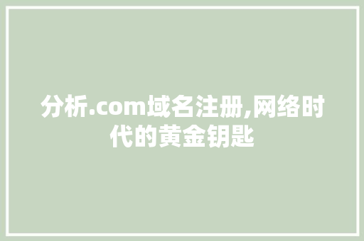 分析.com域名注册,网络时代的黄金钥匙 分析.com域名注册,网络时代的黄金钥匙 百度SEO