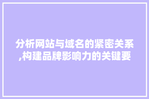 分析网站与域名的紧密关系,构建品牌影响力的关键要素